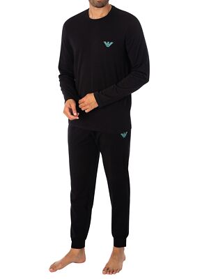 

Мужской пижамный комплект с длинными рукавами и логотипом Emporio Armani, черный, 112033-3F516-00020