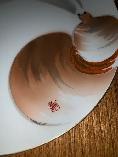 Rare Arita Ware Japanese Porcelain Large Plate HORSE in ORBIT By Fukagawa Kiln