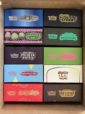 Pokémon 10x Empty Elite Trainer Box ETB For Display Storage. 10 Different SV Box