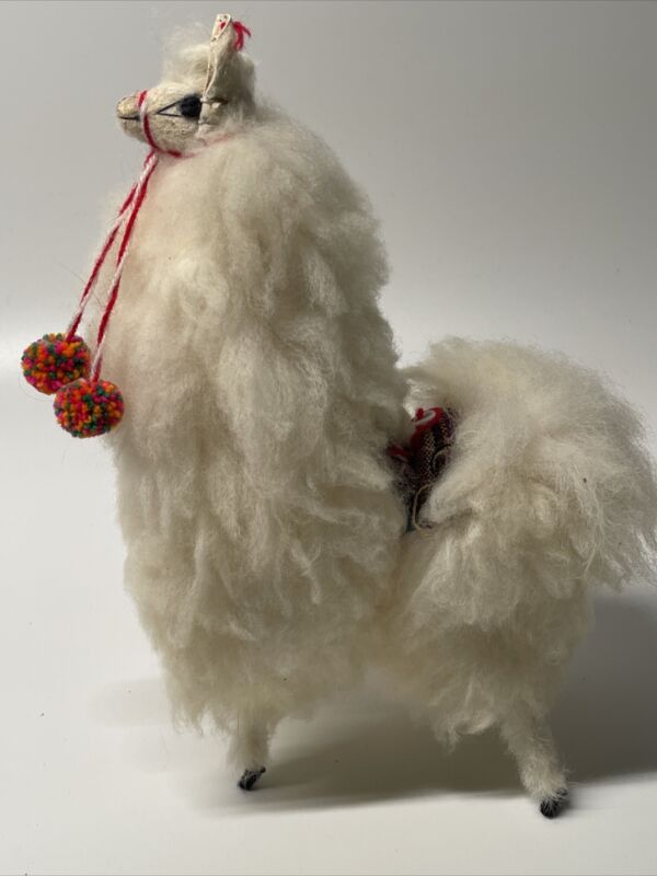 Peruvian Handmade Real Alpaca FUR and material plush 11” tall  F2