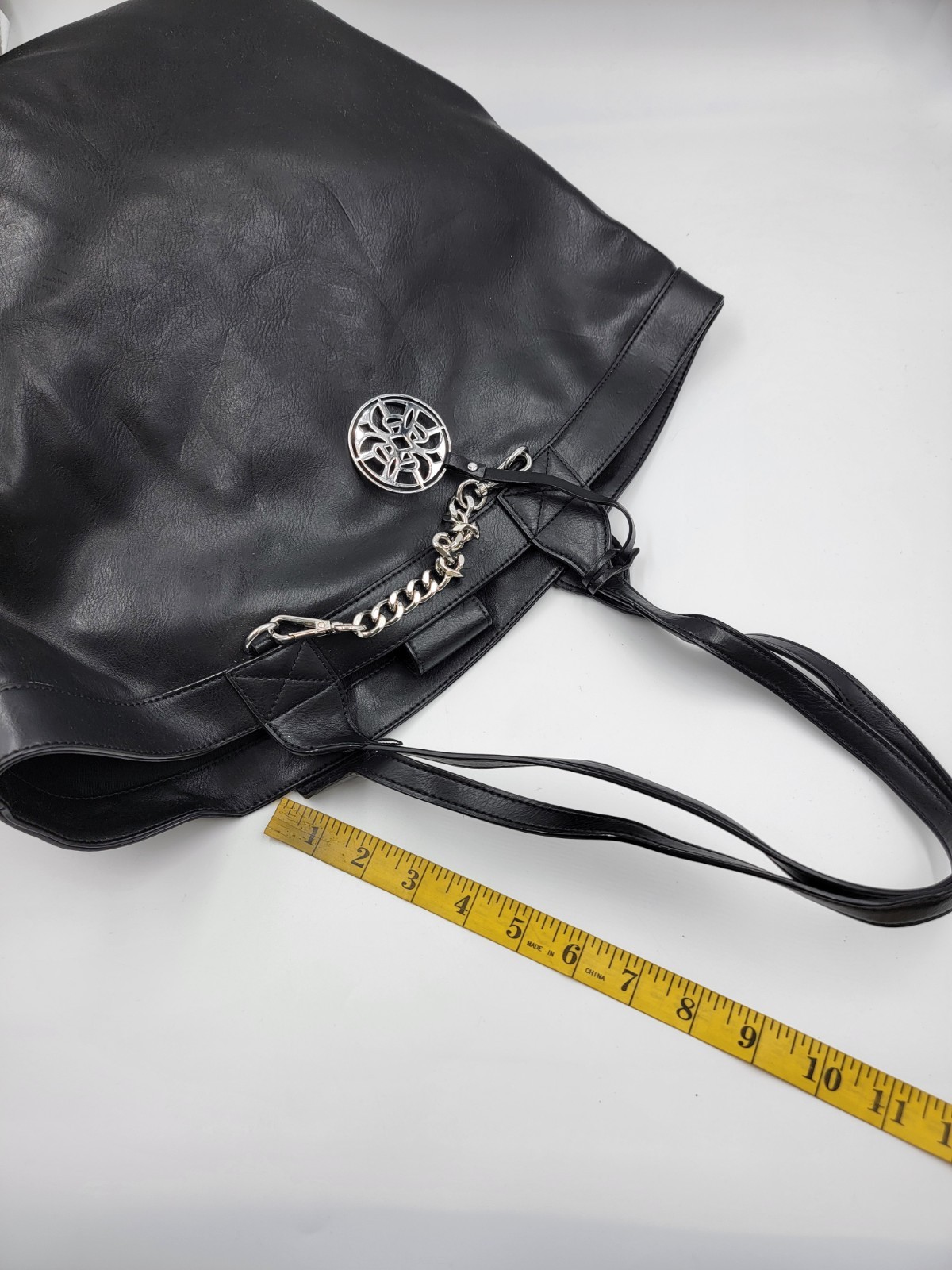 Circus by Sam Edelman Canyon Faux Leather Chain Detail Tote Handbag Womens Black - Picture 4 of 13