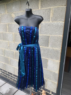 prom/Ball Gown GORGEOUS DEBUT NAVY Striped   Prom DRESS SIZE 14 Bnwt RRP £120