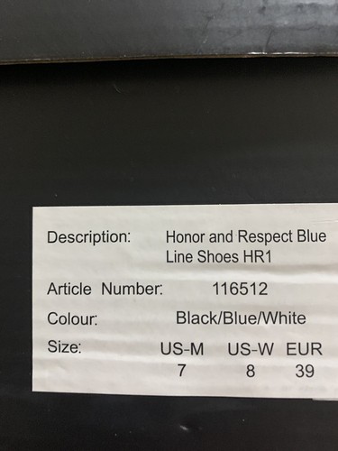 Honor And Respect Tennis Shoes Men&rsquo;s 7 Women&rsquo;s 8 NIB Police Black Blue Line