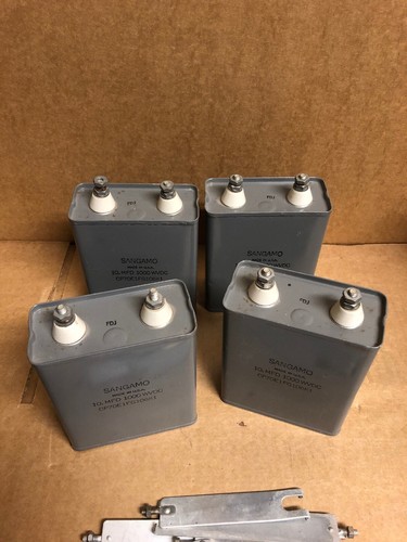4 Sangamo Oil Capacitors 10.MFD - 1000 WVDC