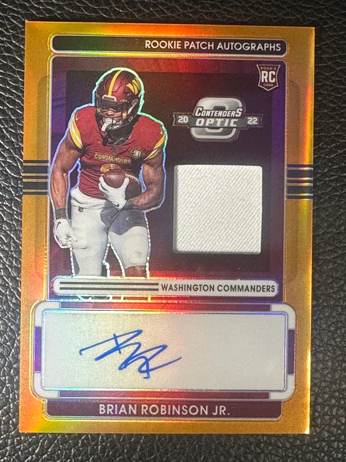 2022 Panini Contenders Optic Orange Brian Robinson Jr 14/25 Auto Jersey RC