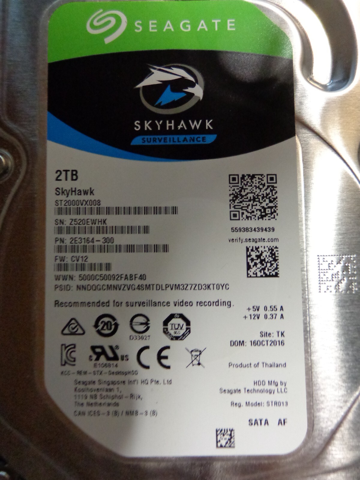 SEAGATE - SEAGATE製HDD　ST2000VX008　2TB SATA600 Amazon.com: Seagate Skyhawk Surveillance ST2000VX008 2TB