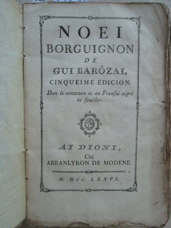 Noei Borguignon De Gui Barozai, 1776 (NoÃ«Ls Bourguignons).