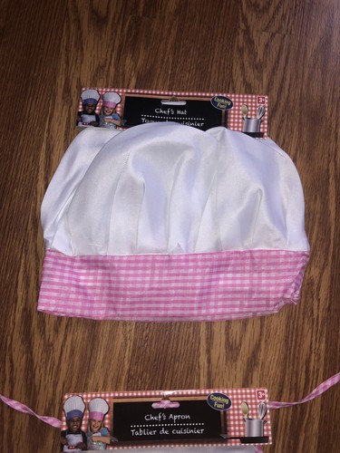 Kids Chef Apron & Hat Cooking Kids Dress-up Party NWT Pink Girls Play Pretend