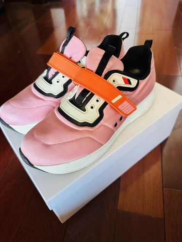 【PRADA】レア☆lady's ロゴ ハイカットスニーカーpink(36size) PRADA】レア☆lady's ロゴ ハイカットスニーカーpink(36size