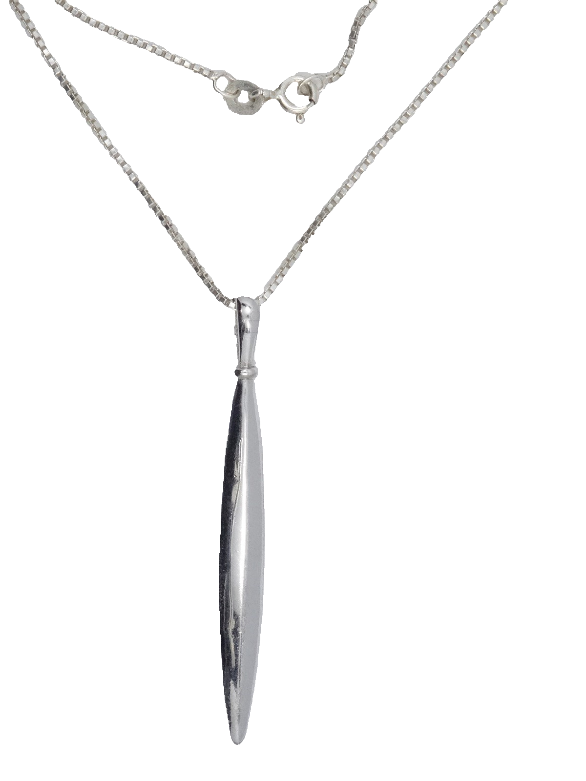 VINTAGE NOVELTY STERLING LETTER OPENER PENDANT + BOX LINK CHAIN NECKLACE ~ 15"