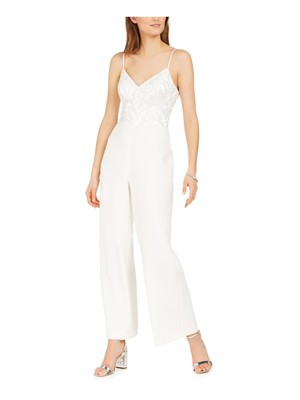 

ELIZA J Женский белый прозрачный комбинезон на тонких бретельках с V-образным вырезом для вечеринок