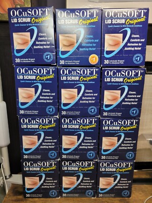 Lot of 12 Ocusoft Lid Scrub Original Eyelid Cleanser Wipes 30 Count Per Box 9/25