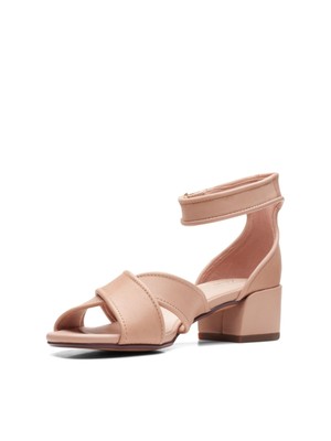 

КОЛЛЕКЦИЯ ОТ CLARKS Женские розовые открытые кожаные босоножки на каблуке Caroleigh с посадкой, 6,5 м, Розовый, 26164756