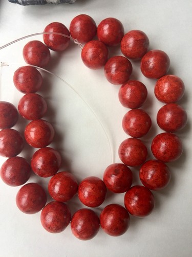 16” Beads, Sponge CORAL /color Red/ 13mm Round