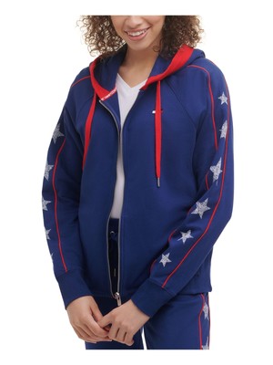 

TOMMY HILFIGER SPORT Женская синяя толстовка свободного кроя с логотипом и длинными рукавами, Синий
