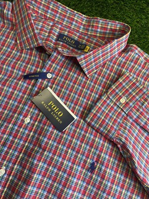 NWT Polo Ralph Lauren 5XB Big Plaid Button Down Shirt Long Sleeve Stretch $125