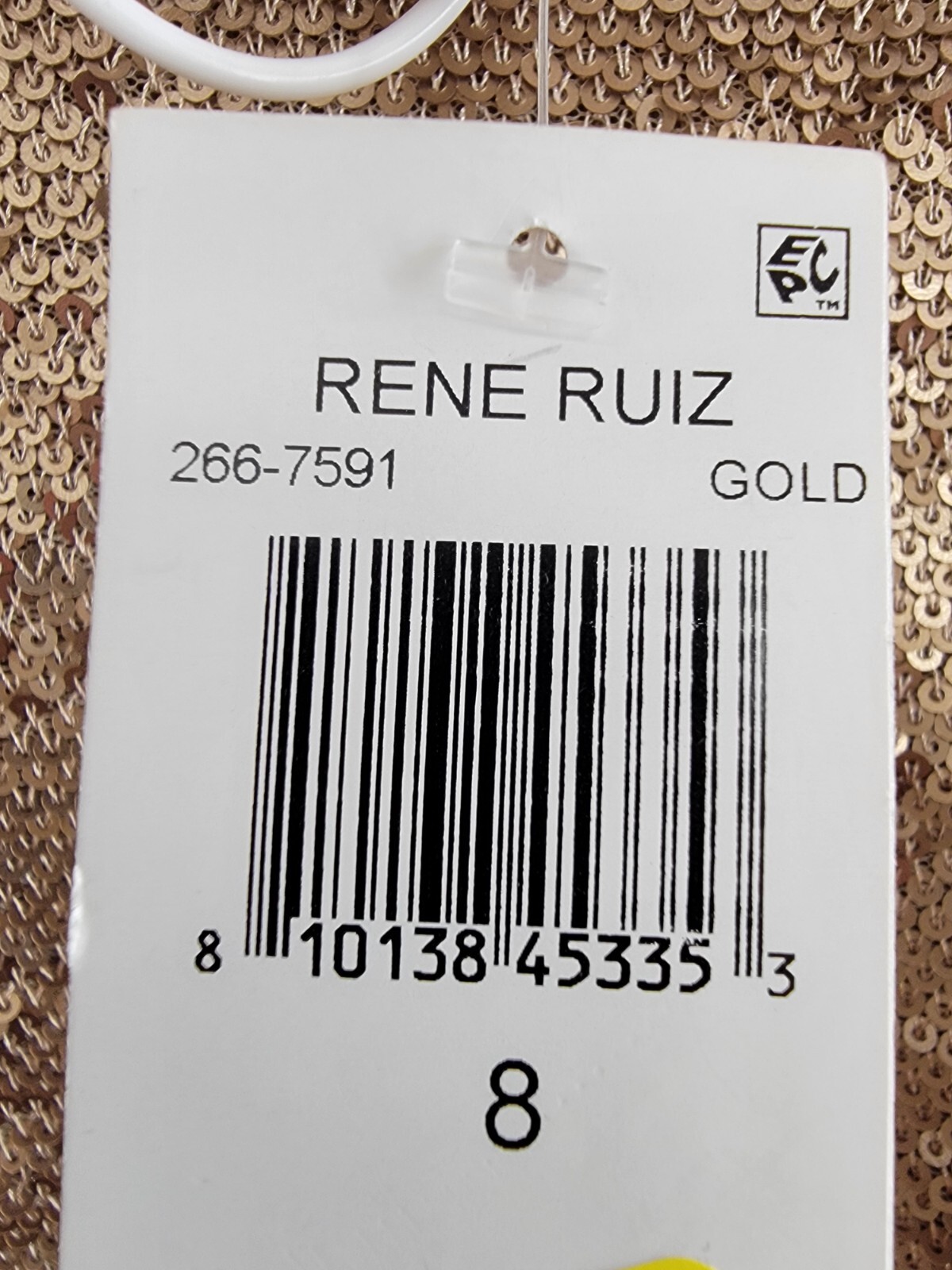 RENE Rene Ruiz Puff Sleeve Sequin Cocktail Dress Women's 8 Gold Back Zip Closure - Picture 17 of 17