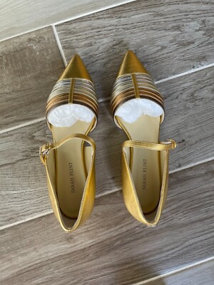 Sarah Flint Gold Aet D'Orsay Flat 38 Size US 8 New with Box 
