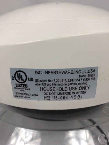 Hearthware NUWAVE Infrared Oven Model 20201 Main Power Head Unit Motor