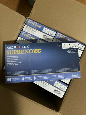 9 boxes Ansell Microflex SEC-375-M Supreno EC  Medium (450 Gloves) longer cuff
