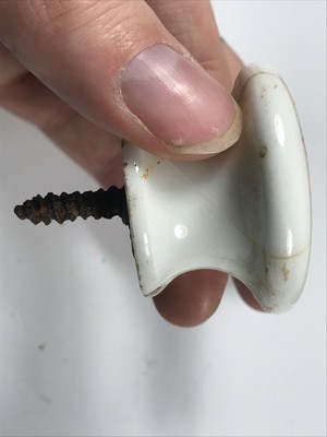 Antique Porcelain Hand-Painted Flower Drawer Pull