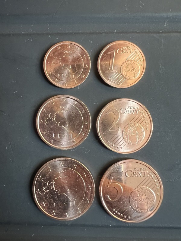 Estland KursmÃ¼Nzen 1ct 2ct 5ct 2022 Unzirkuliert/Bankfrisch
