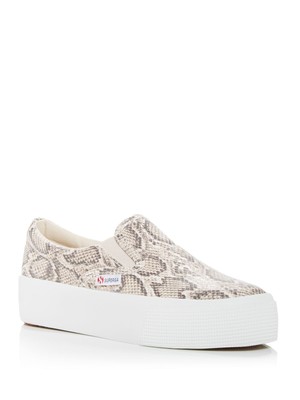 

Женские бежевые кроссовки SUPERGA Snake Goring 2306 с круглым носком на платформе без шнуровки, Бежевый, S7113DW