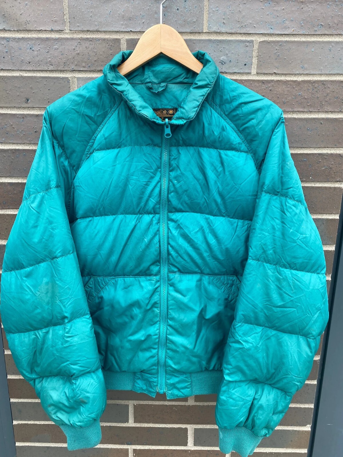 ジャケット・アウター 90s Eddie Bauer short length  down Vintage 1990s Eddie Bauer Turqoise Full Zip Puffer Jacket