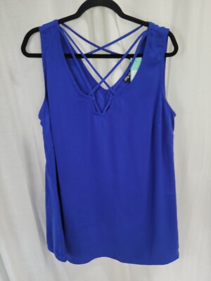 City Chic Womens Blouse Shirt Top Sz 16 16w Blue 3097 Sleeveless New 