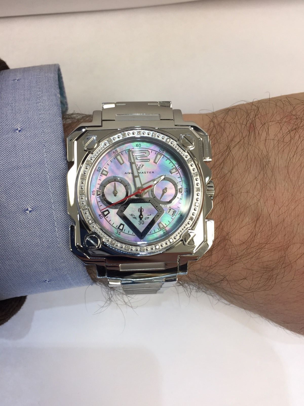 Pre-owned Aqua Master Men  Jojo Jojino Joe Rodeo St Still Metal Ban45mm Diamond Watch W355