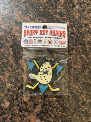 Vintage Mighty Ducks NHL Hockey Rubber Key Chain Ring Tag Express New Sealed