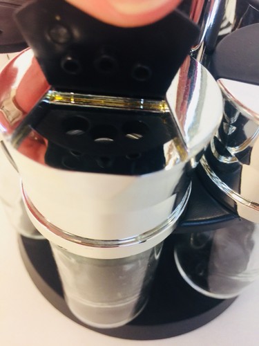 Lazy Susan Spice Rack Chrome Glass Bottles Six Compartments