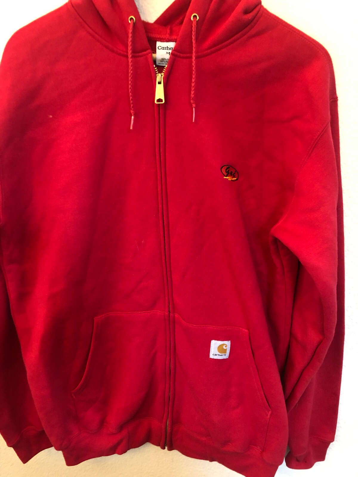 Carhartt Men's Red Zip Up Warm Pullover Jacket/Hoodie 