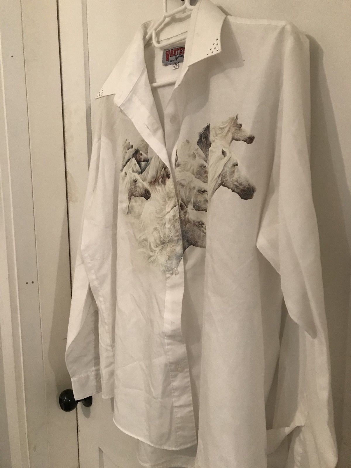 Apache Wild Horses Cowboy Rhinestone Shirt Size Medium 10 / 12