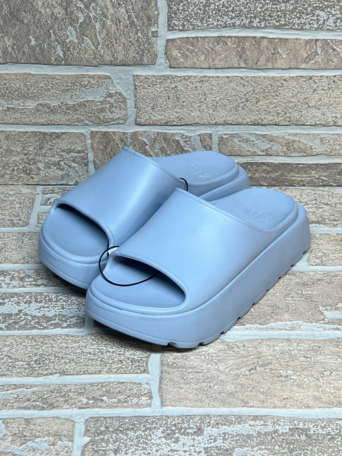 ZARA Light Blue Rubberized Flatform Sport Sandals US 6 EUR