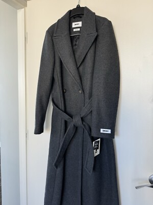 DKNY  Wool Trench Coat / Charcoal gray