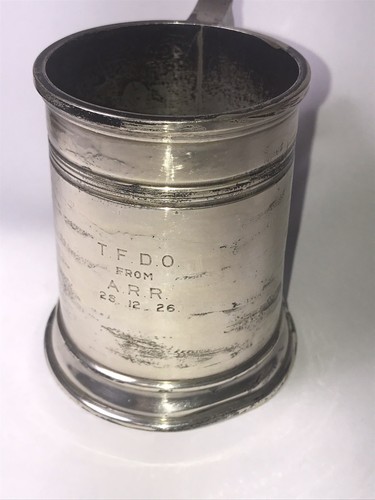 Early English Sterling Silver Tankard Stokes & Ireland Chester England