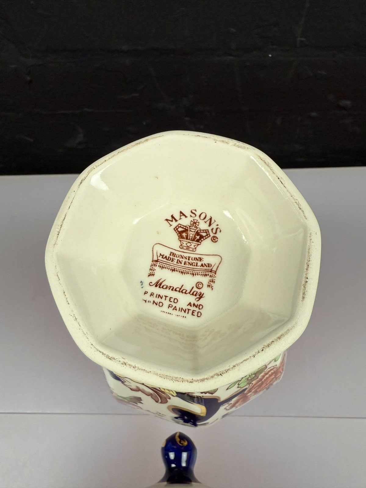 Masons Ironstone Blue Mandalay Pattern Jar / Urn 9.75" High RARE