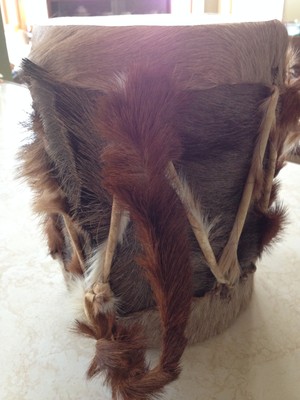 VINTAGE TRIBAL DRUM DEER HIDE DRUM WITH HANDLE HANDMADE ANIMAL SKIN DRUM