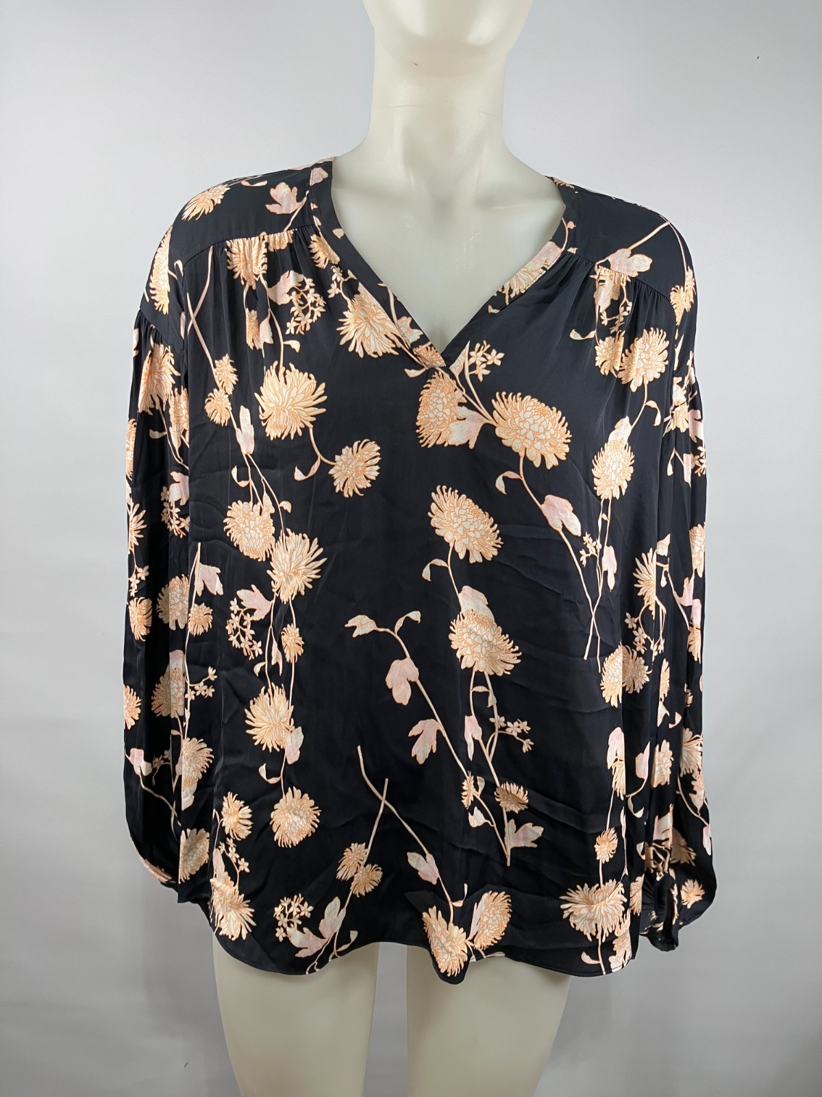 Witchery Size 14 Black Floral Blouse Casual Elegant Cottagecore Boho