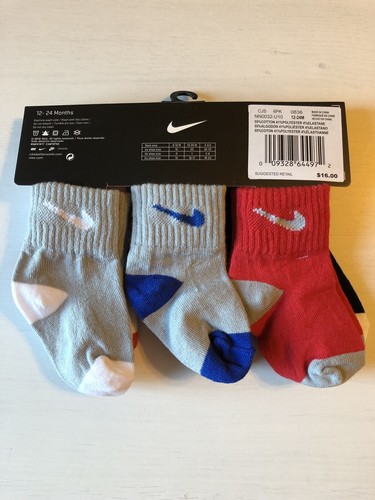 New Nike Boy Socks 12-24 Months Six Pair