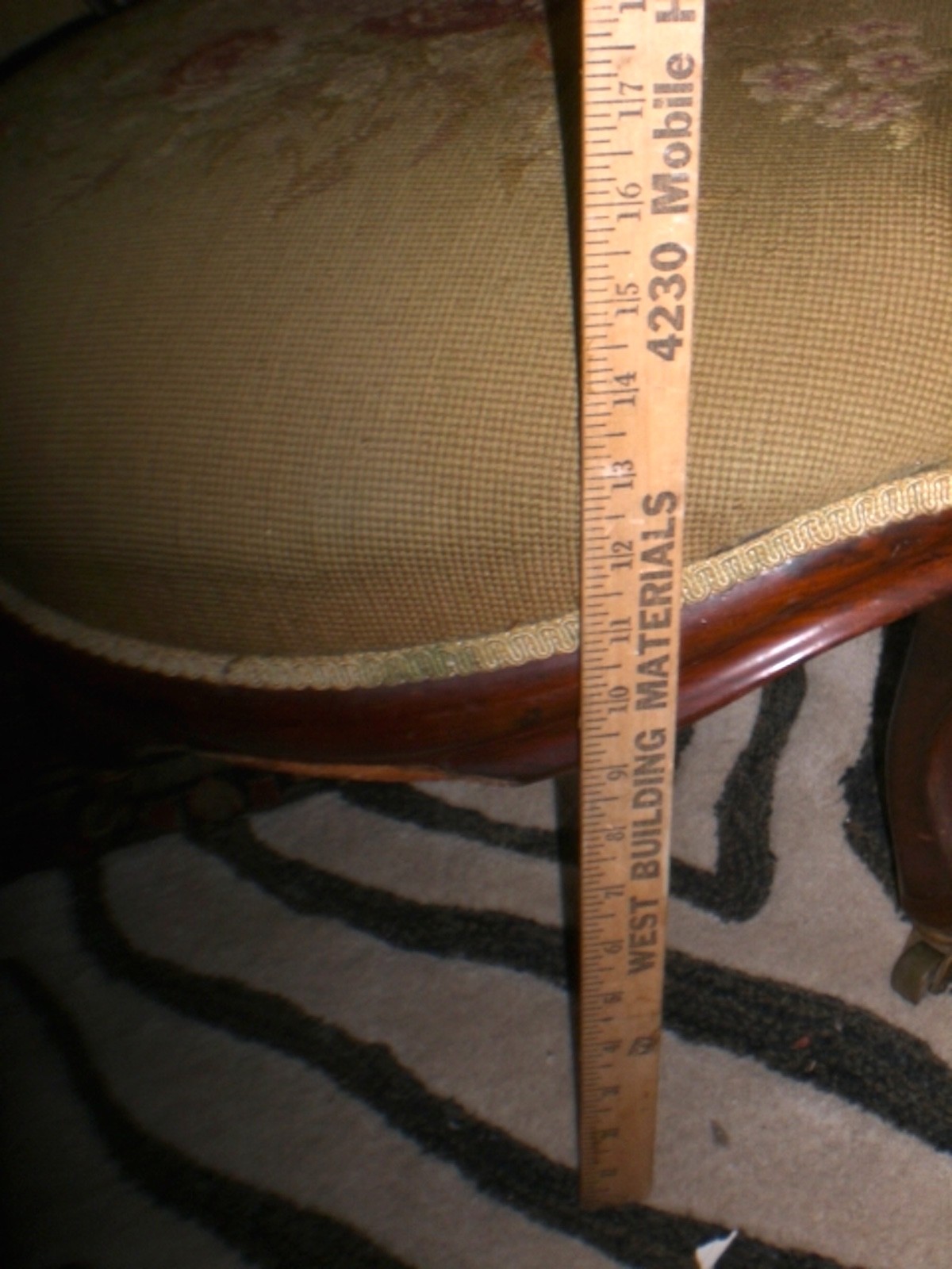 Antique Parlor chair  1800's  Victorian  Needlepoint Green  with  Roses  cat #72