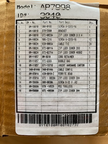 APC PDU AP7998 Cable Management Brackets, Mounting Hardware Kit, w/ Serial Cable