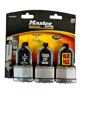Master Lock 3 Locks with 2 Keys M5XTRILF 1-1/2'' X 15/16'' (3 Padlocks) New