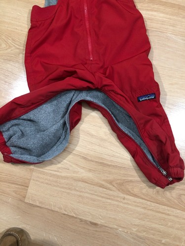 Baby PATAGONIA Snowpants Size 3T Red Zip Front Bibs Style