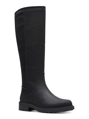 Женские кожаные ботинки для верховой езды на блочном каблуке CLARKS COLLECTION с блестящим носком из черного опала длиной 6 м