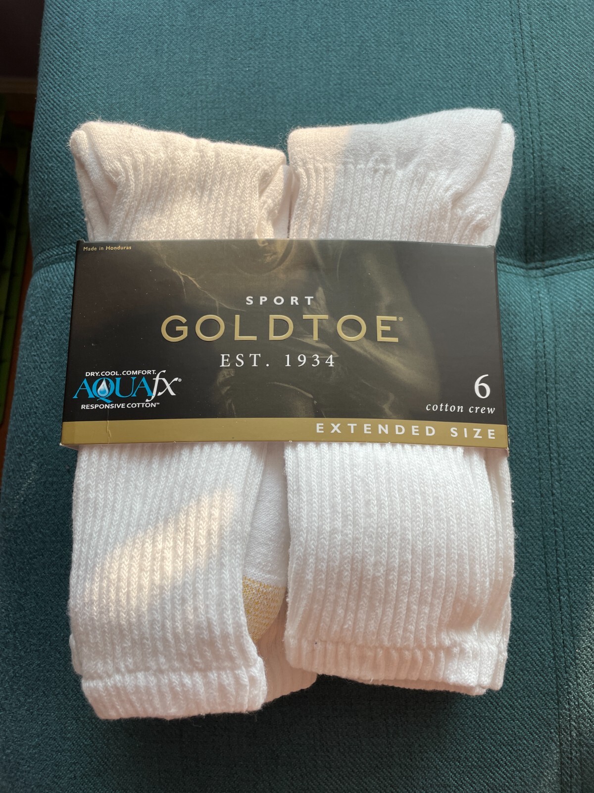 Sport Gold Toe Six Cotton White Crew Socks New in package Extended Size