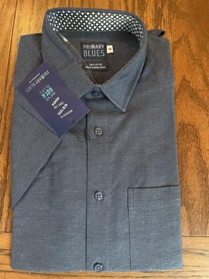 Primary Blues Men s Short Sleeve Collared Shirt SLIM FIT MEDIUM NWT
