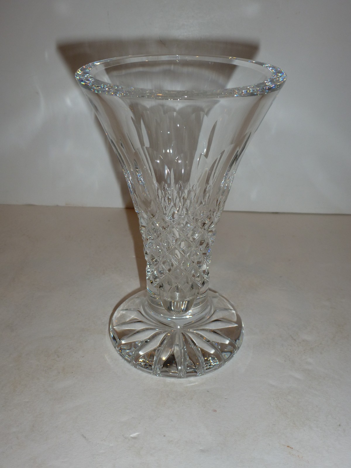 Waterford Crystal Vase, Raised Diamonds and Horizontal Petals