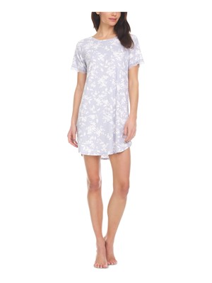 

FLORA Intimates Голубая ночная рубашка с короткими рукавами и фестонами и изогнутым подолом, Light blue